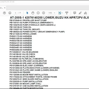 Tadano Crane AT-200S-1 42076140200 LOWER,ISUZU KK-NPR72PV-5LXY Parts Catalog Manual - PDF DOWNLOAD