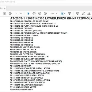 Tadano Crane AT-200S-1 42076140300 LOWER ISUZU KK-NPR72PV-5LXYB Parts Catalog Manual - PDF DOWNLOAD
