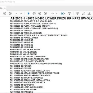 Tadano Crane AT-200S-1 42076140400 LOWER,ISUZU KR-NPR81PV-5LXYB Parts Catalog Manual - PDF DOWNLOAD