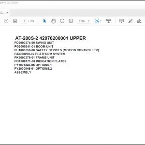 Tadano Crane AT-200S-2 42076200001 UPPER Spare Parts Catalog Manual - PDF DOWNLOAD