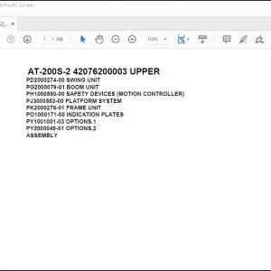 Tadano Crane AT-200S-2 42076200003 UPPER Spare Parts Catalog Manual - PDF DOWNLOAD