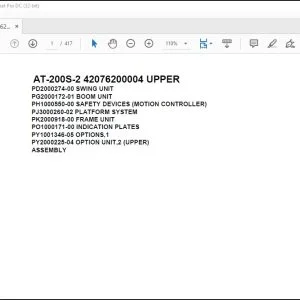 Tadano Crane AT-200S-2 42076200004 UPPER Spare Parts Catalog Manual - PDF DOWNLOAD