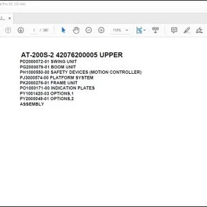 Tadano Crane AT-200S-2 42076200005 UPPER Spare Parts Catalog Manual - PDF DOWNLOAD