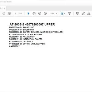 Tadano Crane AT-200S-2 42076200007 UPPER Spare Parts Catalog Manual - PDF DOWNLOAD