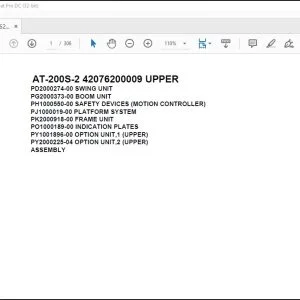 Tadano Crane AT-200S-2 42076200009 UPPER Spare Parts Catalog Manual - PDF DOWNLOAD