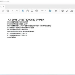 Tadano Crane AT-200S-2 42076200020 UPPER Spare Parts Catalog Manual - PDF DOWNLOAD