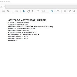 Tadano Crane AT-200S-2 42076200021 UPPER Spare Parts Catalog Manual - PDF DOWNLOAD