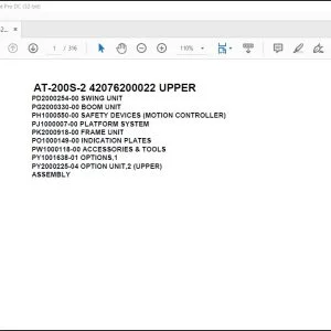 Tadano Crane AT-200S-2 42076200022 UPPER Spare Parts Catalog Manual - PDF DOWNLOAD