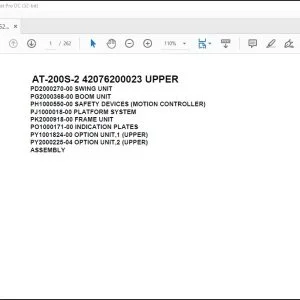 Tadano Crane AT-200S-2 42076200023 UPPER Spare Parts Catalog Manual - PDF DOWNLOAD