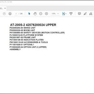 Tadano Crane AT-200S-2 42076200024 UPPER Spare Parts Catalog Manual - PDF DOWNLOAD