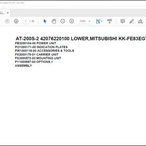 Tadano Crane AT-200S-2 42076220100 LOWER,MITSUBISHI KK-FE83EGY 6A2 Parts Manual - PDF DOWNLOAD