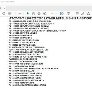 Tadano Crane AT-200S-2 42076220200 LOWER,MITSUBISHI PA-FE83DGY 6A4 Parts Manual - PDF DOWNLOAD