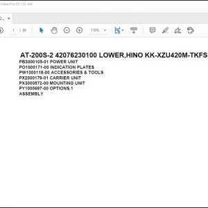 Tadano Crane AT-200S-2 42076230100 LOWER,HINO KK-XZU420M-TKFSS3 Spare Parts Manual - PDF DOWNLOAD