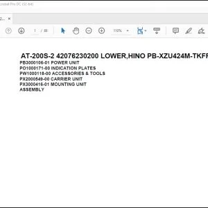 Tadano Crane AT-200S-2 42076230200 LOWER,HINO PB-XZU424M-TKFRW3 Parts Catalog Manual - PDF DOWNLOAD