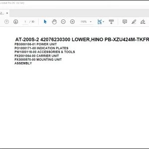 Tadano Crane AT-200S-2 42076230300 LOWER,HINO PB-XZU424M-TKFRW3 Spare Parts Manual - PDF DOWNLOAD