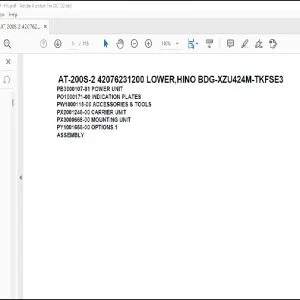 Tadano Crane AT-200S-2 42076231200 LOWER,HINO BDG-XZU424M-TKFSE3 Spare Parts Manual - PDF DOWNLOAD