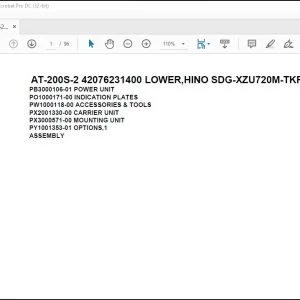 Tadano Crane AT-200S-2 42076231400 LOWER,HINO SDG-XZU720M-TKFSD3 Spare Parts Manual - PDF DOWNLOAD