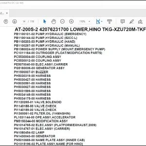Tadano Crane AT-200S-2 42076231700 LOWER,HINO TKG-XZU720M-TKFSD3 Spare Parts Manual - PDF DOWNLOAD