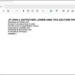 Tadano Crane AT-200S-2 42076231800 LOWER,HINO TKG-XZU720M-TKFSD3 Spare Parts Manual - PDF DOWNLOAD