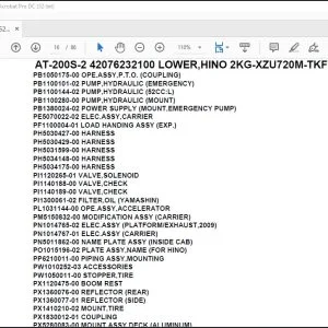 Tadano Crane AT-200S-2 42076232100 LOWER,HINO 2KG-XZU720M-TKFSH3 Spare Parts Manual - PDF DOWNLOAD