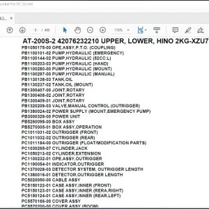 Tadano Crane AT-200S-2 42076232210 UPPER,LOWER,HINO 2KG-XZU720M-TKFSH3 Parts Manual - PDF DOWNLOAD