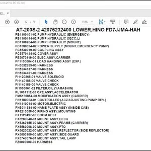 Tadano Crane AT-200S-2 42076232400 LOWER,HINO FD7JJMA-HAH Spare Parts Catalog Manual - PDF DOWNLOAD