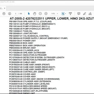 Tadano Crane AT-200S-2 42076232511 UPPER,LOWER,HINO 2KG-XZU720M-TKFSF3 Parts Manual - PDF DOWNLOAD