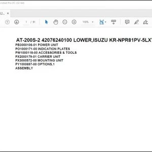Tadano Crane AT-200S-2 42076240100 LOWER,ISUZU KR-NPR81PV-5LXYB Spare Parts Manual - PDF DOWNLOAD