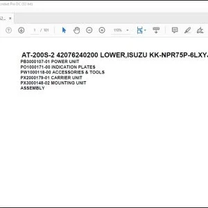 Tadano Crane AT-200S-2 42076240200 LOWER,ISUZU KK-NPR75P-6LXYJT Spare Parts Manual - PDF DOWNLOAD