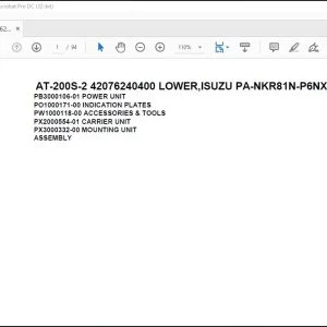 Tadano Crane AT-200S-2 42076240400 LOWER,ISUZU PA-NKR81N-P6NXYJ Spare Parts Manual - PDF DOWNLOAD