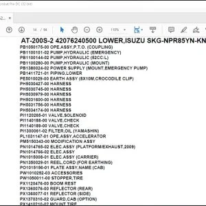 Tadano Crane AT-200S-2 42076240500 LOWER,ISUZU SKG-NPR85YN-KN5AY Spare Parts Manual - PDF DOWNLOAD