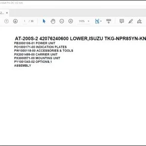 Tadano Crane AT-200S-2 42076240600 LOWER,ISUZU TKG-NPR85YN-KN5AY-M Parts Manual - PDF DOWNLOAD
