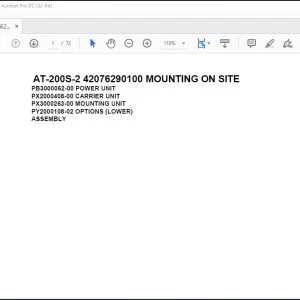 Tadano Crane AT-200S-2 42076290100 MOUNTING ON SITE Spare Parts Catalog Manual - PDF DOWNLOAD