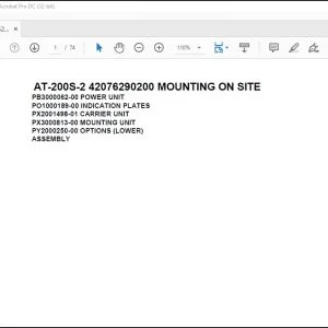 Tadano Crane AT-200S-2 42076290200 MOUNTING ON SITE Spare Parts Catalog Manual - PDF DOWNLOAD
