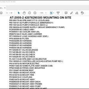 Tadano Crane AT-200S-2 42076290300 MOUNTING ON SITE Spare Parts Catalog Manual - PDF DOWNLOAD