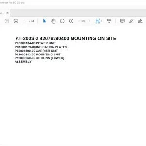 Tadano Crane AT-200S-2 42076290400 MOUNTING ON SITE Spare Parts Catalog Manual - PDF DOWNLOAD
