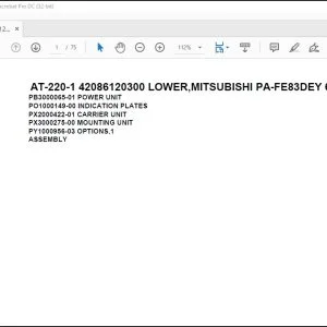 Tadano Crane AT-220-1 42086120300 LOWER,MITSUBISHI PA-FE83DEY 6A4 Parts Catalog Manual - PDF DOWNLOAD