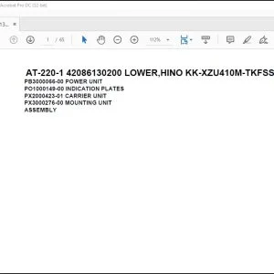 Tadano Crane AT-220-1 42086130200 LOWER,HINO KK-XZU410M-TKFSS6 Spare Parts Catalog Manual - PDF DOWNLOAD