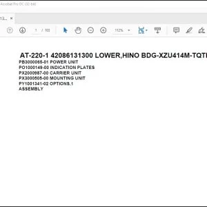 Tadano Crane AT-220-1 42086131300 LOWER,HINO BDG-XZU414M-TQTRD3 Spare Parts Catalog Manual - PDF DOWNLOAD
