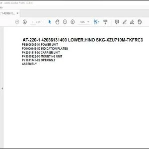 Tadano Crane AT-220-1 42086131400 LOWER,HINO SKG-XZU710M-TKFRC3 Spare Parts Catalog Manual - PDF DOWNLOAD