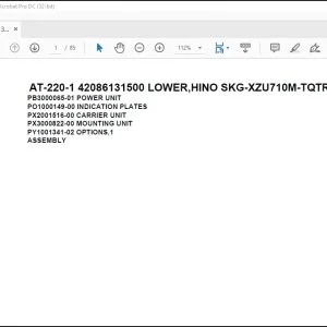 Tadano Crane AT-220-1 42086131500 LOWER,HINO SKG-XZU710M-TQTRC3 Spare Parts Catalog Manual - PDF  DOWNLOAD