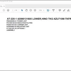 Tadano Crane AT-220-1 42086131600 LOWER,HINO TKG-XZU710M-TKFRC3 Spare Parts Catalog Manual - PDF DOWNLOAD