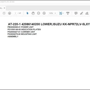 Tadano Crane AT-220-1 42086140200 LOWER,ISUZU KK-NPR72LV-5LXY Spare Parts Catalog Manual - PDF DOWNLOAD