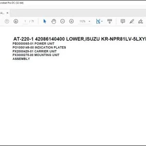 Tadano Crane AT-220-1 42086140400 LOWER,ISUZU KR-NPR81LV-5LXYB Spare Parts Catalog Manual - PDF DOWNLOAD