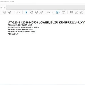 Tadano Crane AT-220-1 42086140500 LOWER,ISUZU KR-NPR72LV-5JXYT Spare Parts Catalog Manual - PDF DOWNLOAD