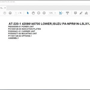 Tadano Crane AT-220-1 42086140700 LOWER,ISUZU PA-NPR81N-L5LXYJ-B Parts Catalog Manual - PDF DOWNLOAD