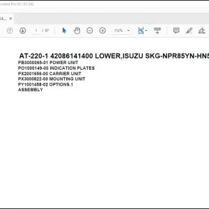 Tadano Crane AT-220-1 42086141400 LOWER,ISUZU SKG-NPR85YN-HN5AY-D Parts Catalog Manual - PDF DOWNLOAD