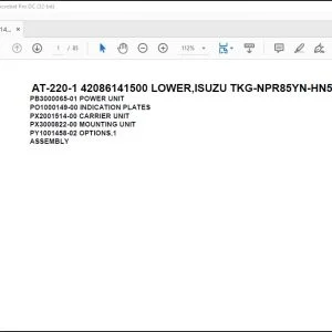 Tadano Crane AT-220-1 42086141500 LOWER,ISUZU TKG-NPR85YN-HN5AY-M Parts Catalog Manual - PDF DOWNLOAD