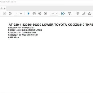 Tadano Crane AT-220-1 42086160200 LOWER,TOYOTA KK-XZU410-TKFSS6 Spare Parts Catalog Manual - PDF DOWNLOAD