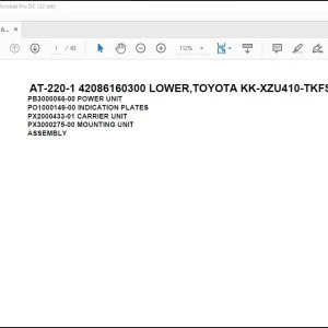 Tadano Crane AT-220-1 42086160300 LOWER,TOYOTA KK-XZU410-TKFSS6 Spare Parts Catalog Manual - PDF DOWNLOAD